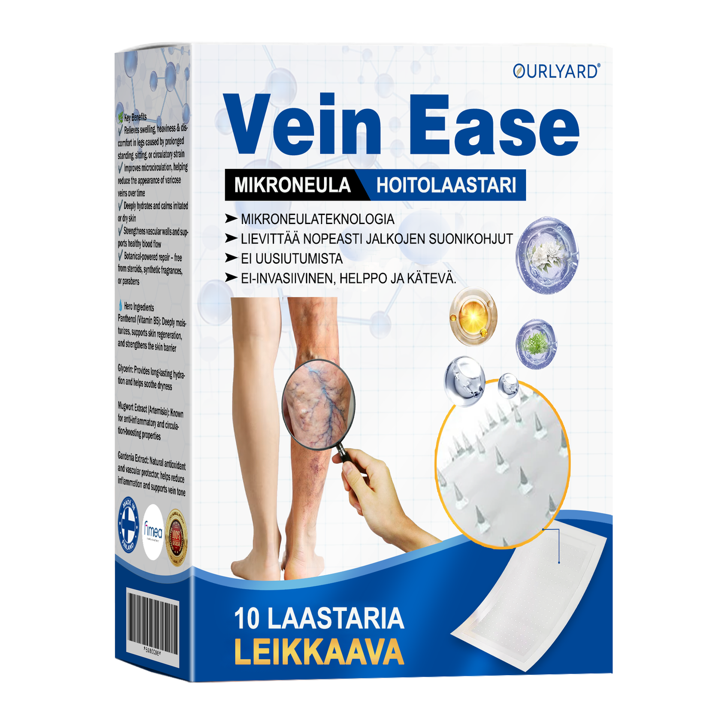 🔥Aikarajoitettu tarjous – Ourlyard® Vein Ease -mikroneulahoitolaastari – leikattava (hämähäkkisuonille, suonikohjuille, turvotukseen ja jalkojen väsymykseen)
