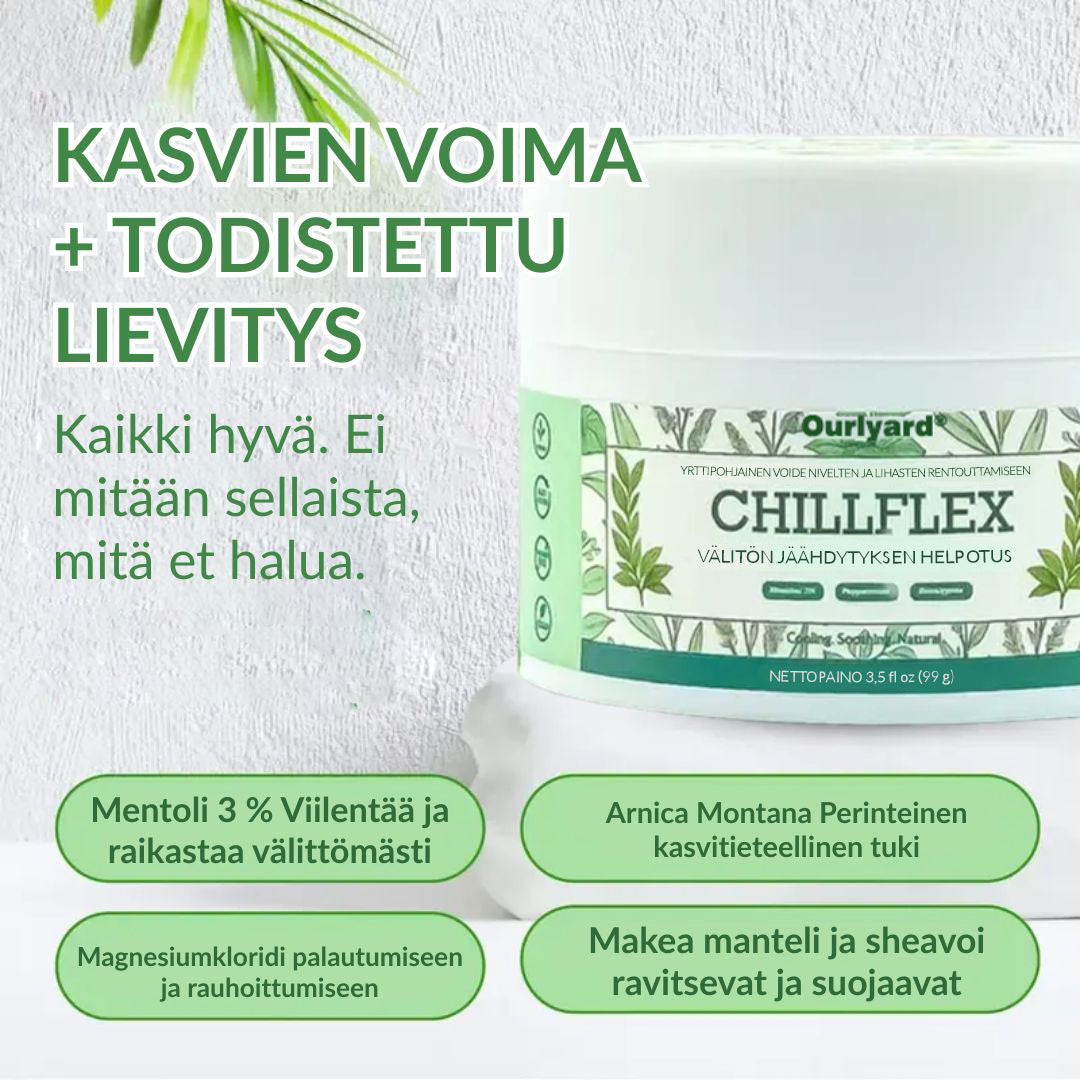 🔥Virallinen myymälä: Ourlyard® Chillflex Mint Kipua Lievittävä Voide (Hoito niveltulehdukseen, hermosärkyyn, reumasairauksiin, lihaskramppeihin, nykimisiin ja urheiluvammoihin)