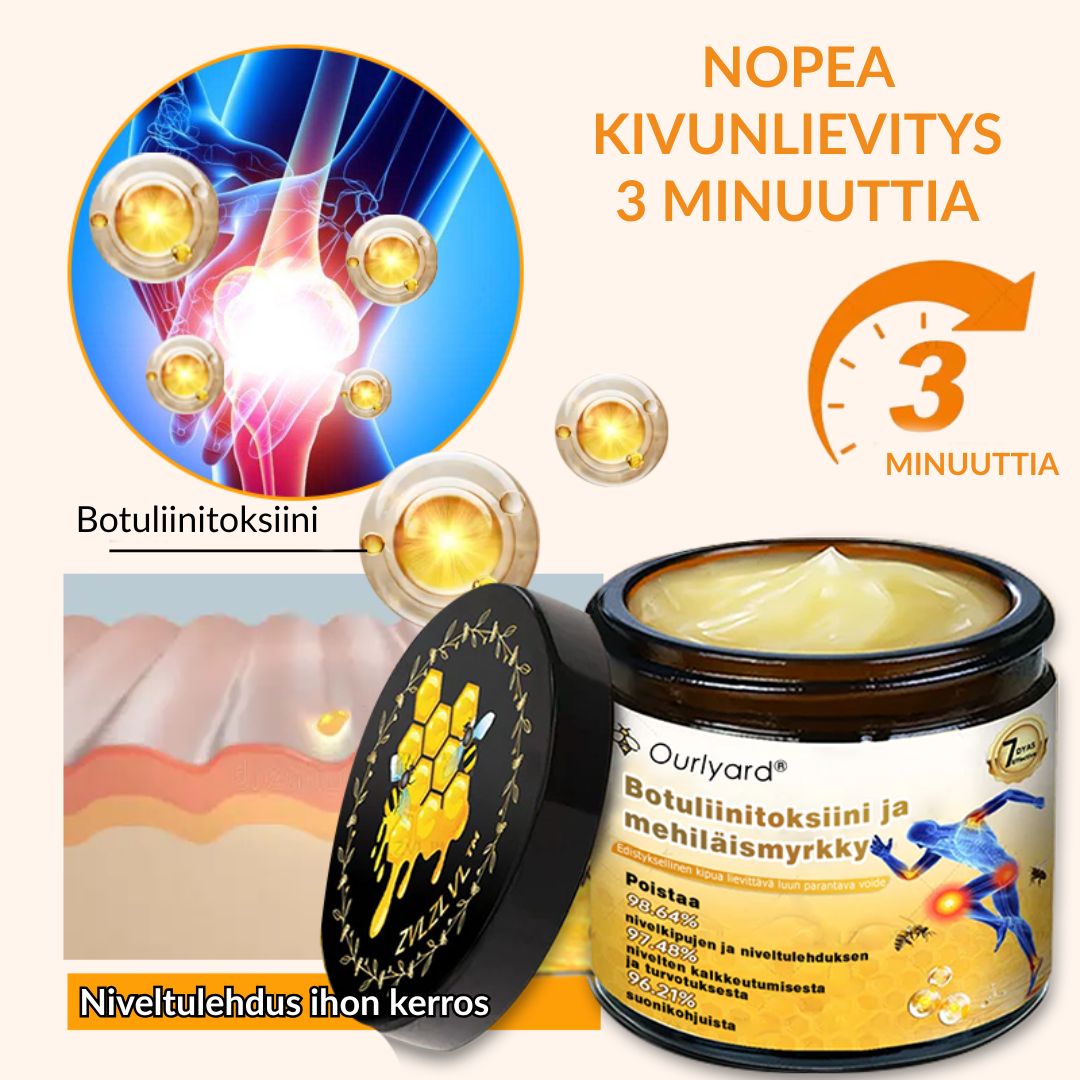 ⚡📢Ourlyard® Botuliinitoksiini ja Mehiläismyrkky Kipua Lievittävä ja Luita Parantava Kaksivaikutteinen Rauhoittava Voide