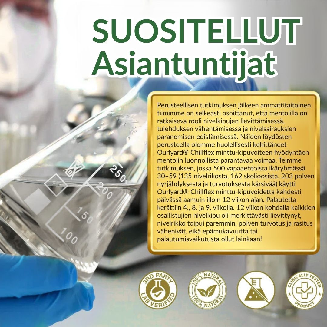 🔥Virallinen myymälä: Ourlyard® Chillflex Mint Kipua Lievittävä Voide (Hoito niveltulehdukseen, hermosärkyyn, reumasairauksiin, lihaskramppeihin, nykimisiin ja urheiluvammoihin)
