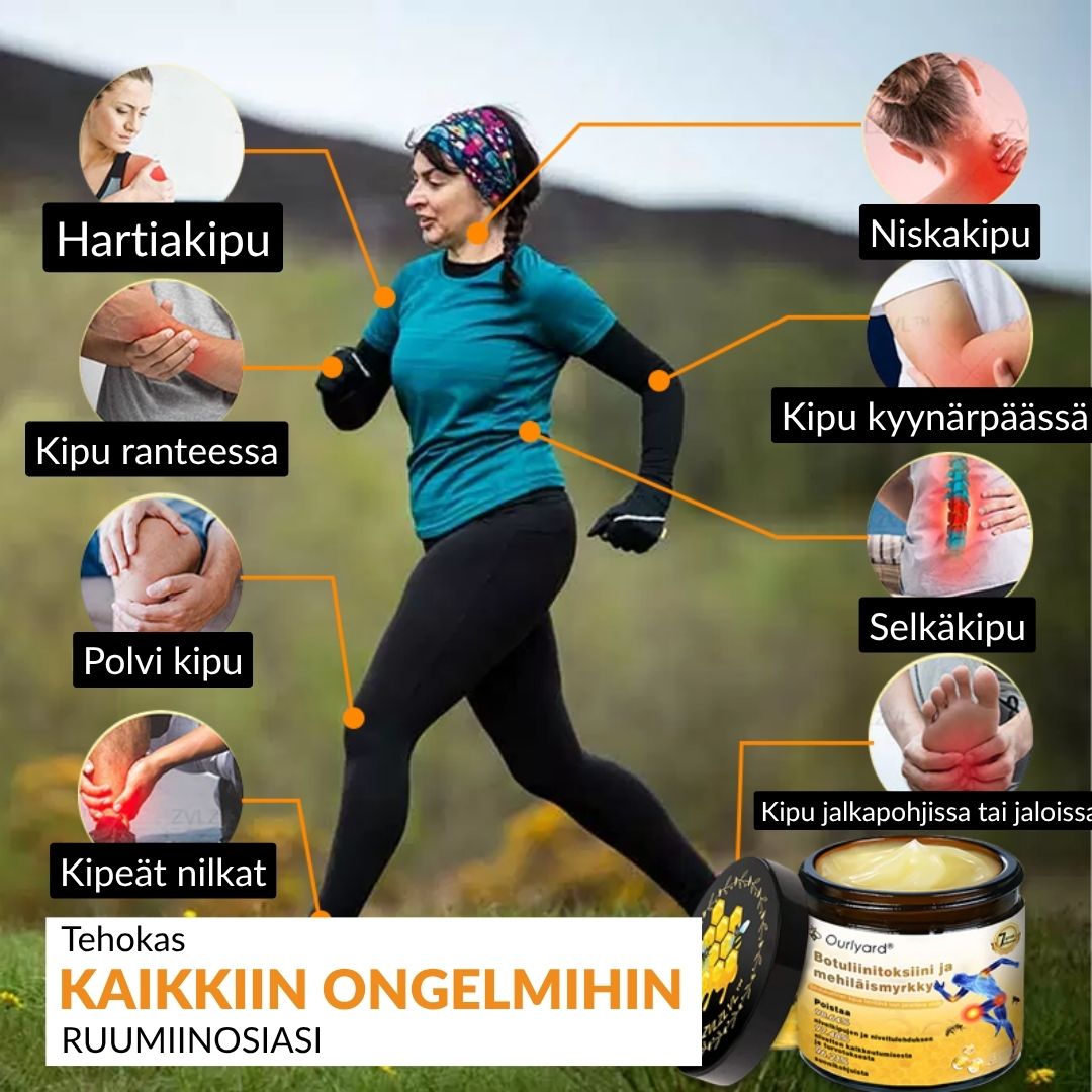 ⚡📢Ourlyard® Botuliinitoksiini ja Mehiläismyrkky Kipua Lievittävä ja Luita Parantava Kaksivaikutteinen Rauhoittava Voide
