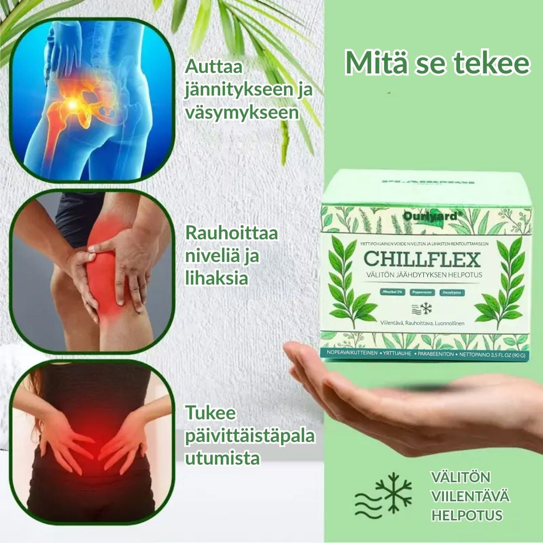 🔥Virallinen myymälä: Ourlyard® Chillflex Mint Kipua Lievittävä Voide (Hoito niveltulehdukseen, hermosärkyyn, reumasairauksiin, lihaskramppeihin, nykimisiin ja urheiluvammoihin)