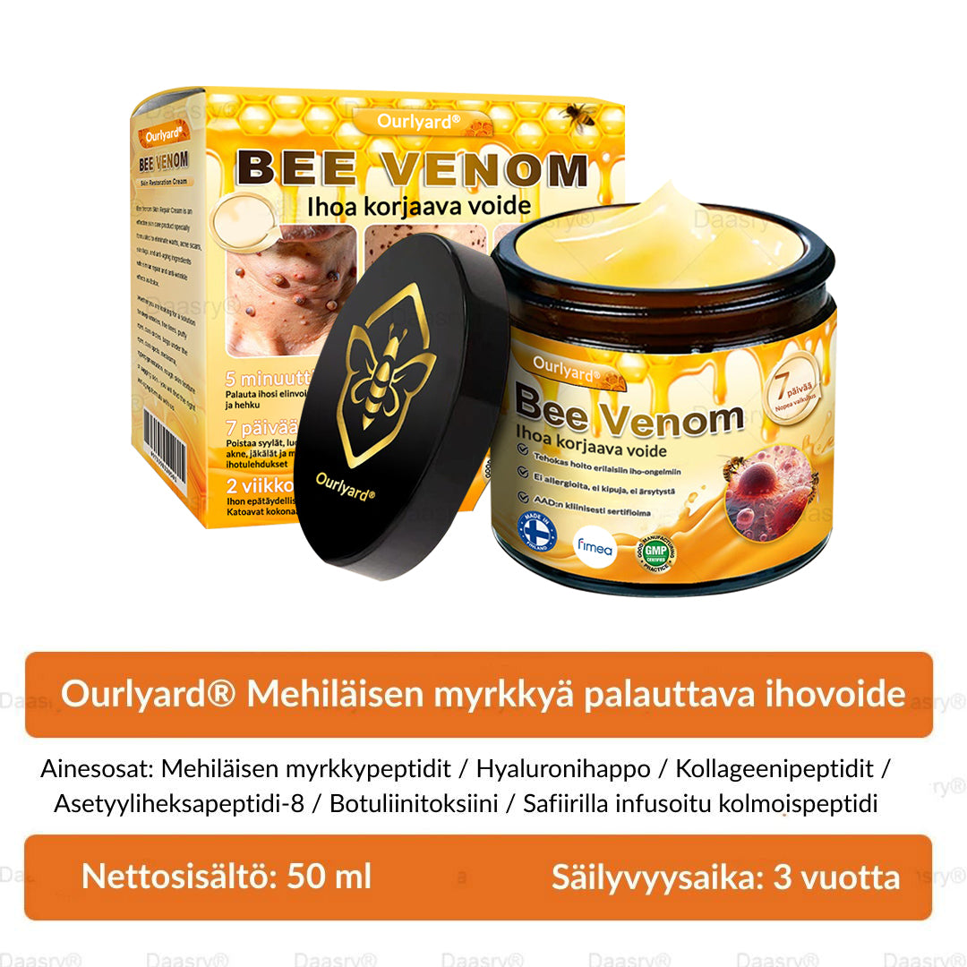 Ourlyard® Botox Mehiläismyrkky Ihon Uudistusvoide – Ikääntymisen merkkien vähentäjä, Kosteuttava, Ihoa kiinteyttävä ja kohottava, Ihon korjaava, Tasaisen sävyn edistäjä, Aknen ja tummien läiskien hoito, Syylien ja luomien poisto sekä Psoriaasin lievitys.