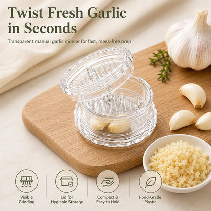 Transparent Manual Garlic Twister Mini Grinder for Kitchen Prep