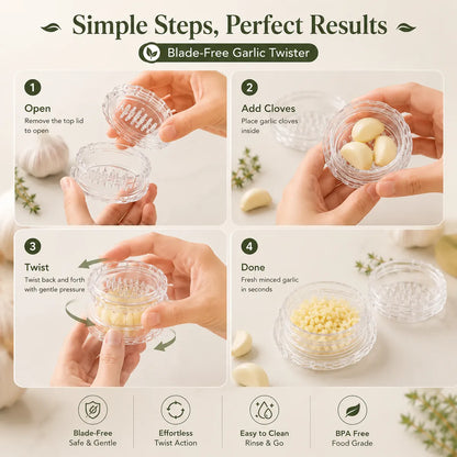 Transparent Manual Garlic Twister Mini Grinder for Kitchen Prep