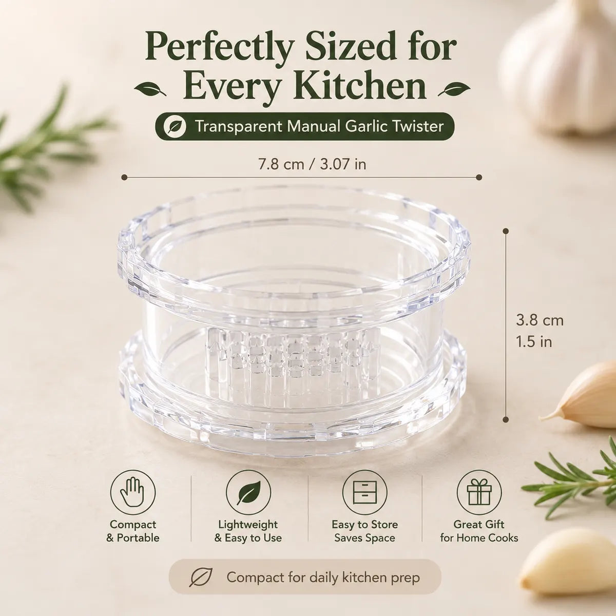 Transparent Manual Garlic Twister Mini Grinder for Kitchen Prep